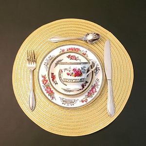 NEW Golden Woven Spiral Placemats! Set of 8!